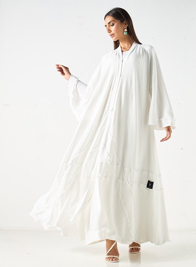 JAMEELA Ivory Abaya with Flared bell sleeve - Image 1