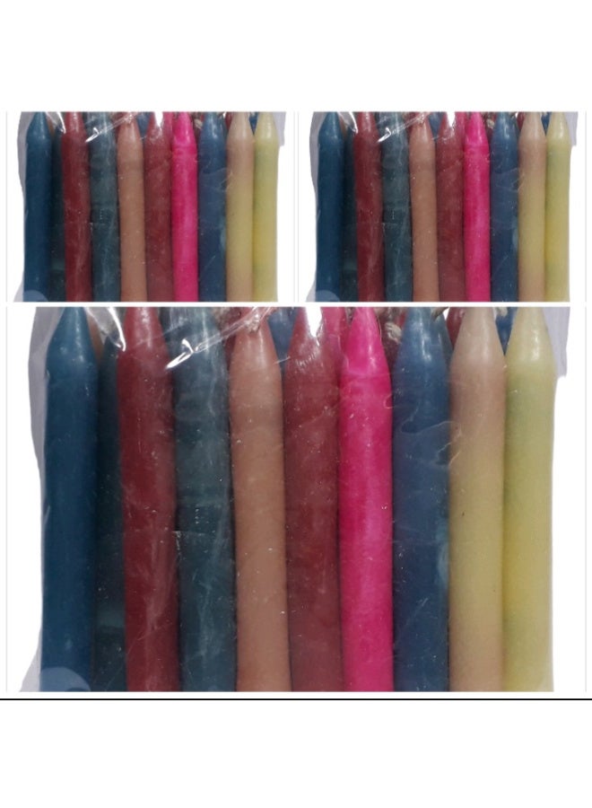 Lighting Candles – Assorted – Unscented – Length 9 cm, Diameter 12 mm – For birthdays, special occasions, and emergencies – Pack of 25 candles (Offer: 3 packs = 75 candles)