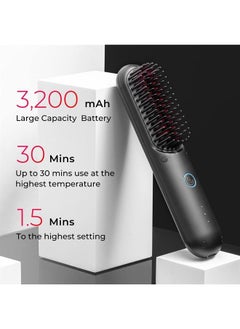 TYMO Porta Cordless Hair Straightener Brush, Portable Straightening Brush with Negative Ion, Hot Comb Hair Straightener for Women, Lightweight & Mini to Carry Out, USB Rechargeable, Anti-Scald  - Image 2