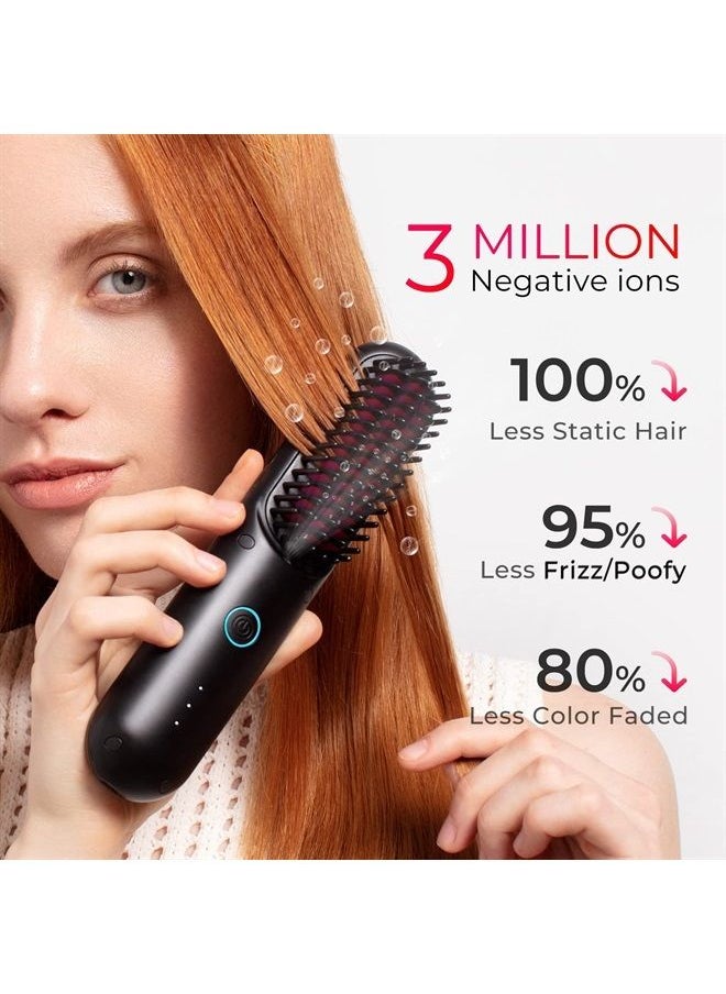 TYMO - Porta Cordless Hair Straightener Brush, Portable Straightening Brush with Negative Ion, Hot Comb Hair Straightener for Women, Lightweight & Mini to Carry Out, USB Rechargeable, Anti-Scald - Image 1