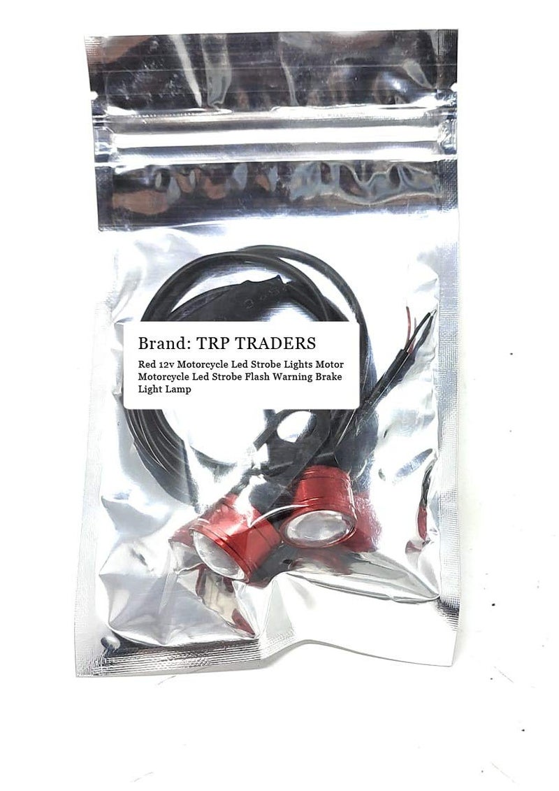 TRP Traders 1 Pair of DC Waterproof, 12v LED Strobe Lights for Motorcycles , Flash Warning Brake Light Lamp 12v Spotlight RED. - Image 1