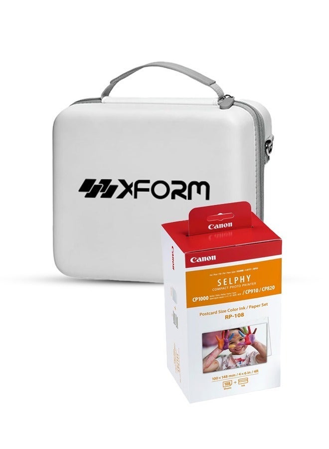 كانون مجموعة حبر/ورق ملون RP-108 مع حافظة xform أبيض لكاميرا Canon SELPHY CP - Image 2