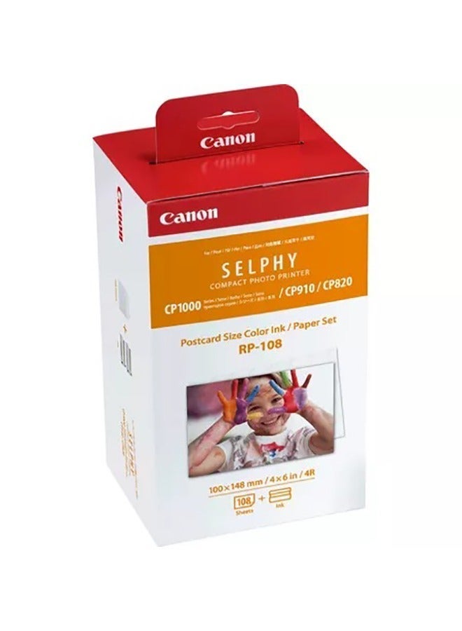 كانون مجموعة حبر/ورق ملون RP-108 مع حافظة xform أبيض لكاميرا Canon SELPHY CP - Image 3