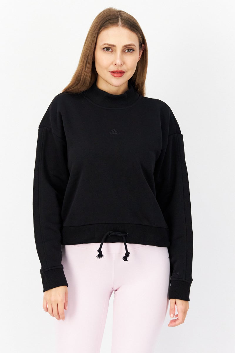 Adidas Women Sportswear Fit Long Sleeve Sweatshirt, Black - Image 1