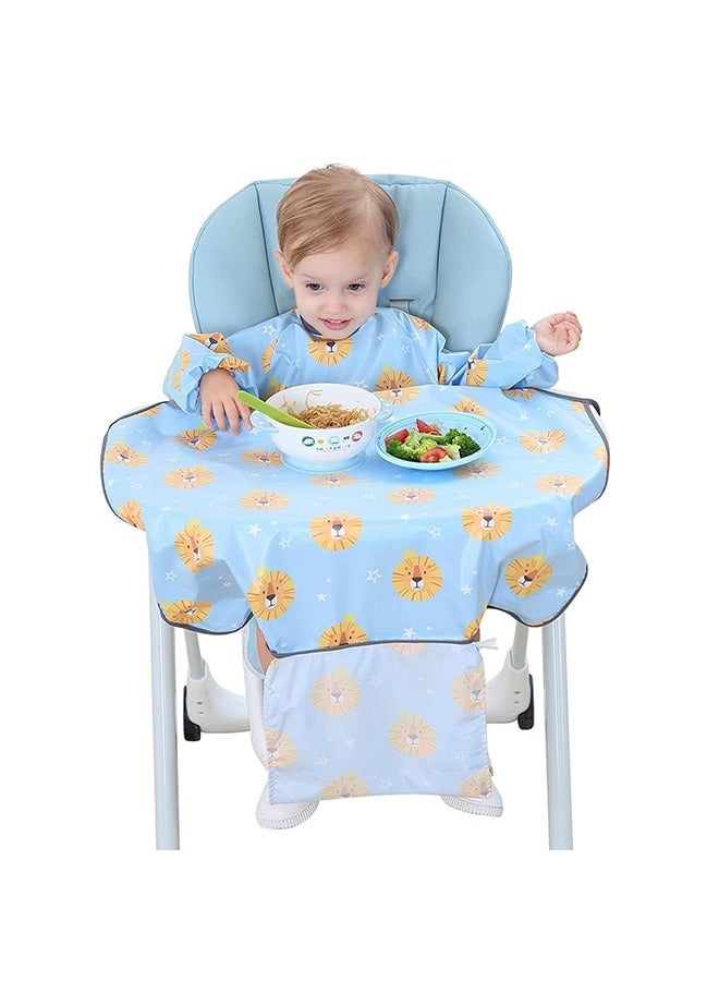 meayul Coverall Baby Feeding Bib, Waterproof and Stain-Resistant All-in-One Bib, Skin-Friendly Baby Feeding Smock with Pockets, Baby Weaning Bib Attaches to High Chairs and Tables - Image 1