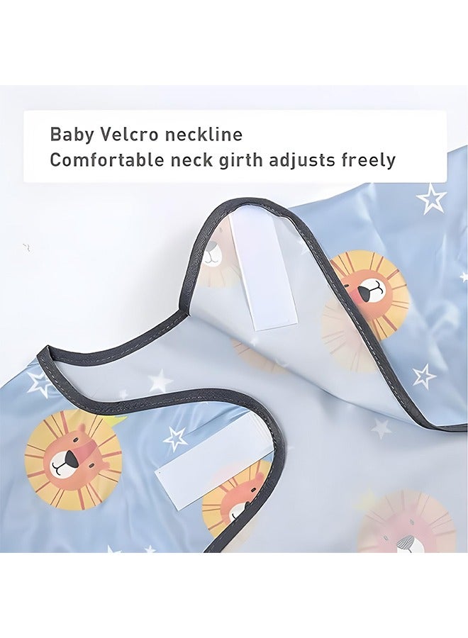 meayul Coverall Baby Feeding Bib, Waterproof and Stain-Resistant All-in-One Bib, Skin-Friendly Baby Feeding Smock with Pockets, Baby Weaning Bib Attaches to High Chairs and Tables - Image 2