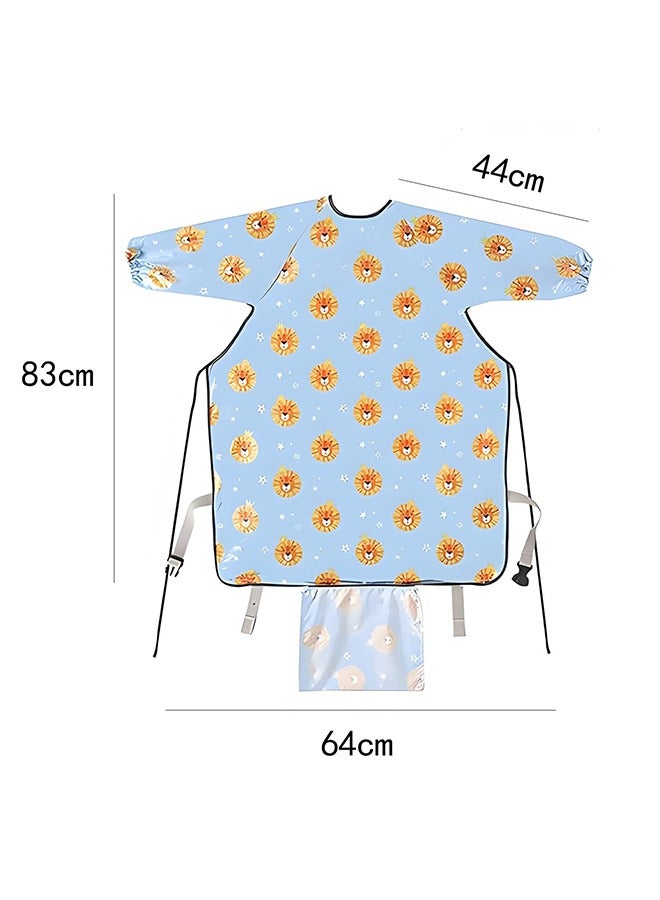 meayul Coverall Baby Feeding Bib, Waterproof and Stain-Resistant All-in-One Bib, Skin-Friendly Baby Feeding Smock with Pockets, Baby Weaning Bib Attaches to High Chairs and Tables - Image 5