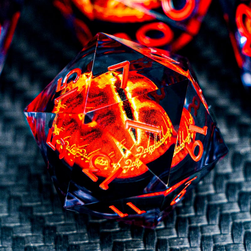 ARUOHHA DND Resin Dice Gazes Eye Dice Liquid Core Flaming RPG Sharp Edged Dice Set with Gift Box Polyhedral D and D Dice Set Compatible with Dungeons Dragons Role Playing Game D20 D12 D10 D8 D6 - Image 2