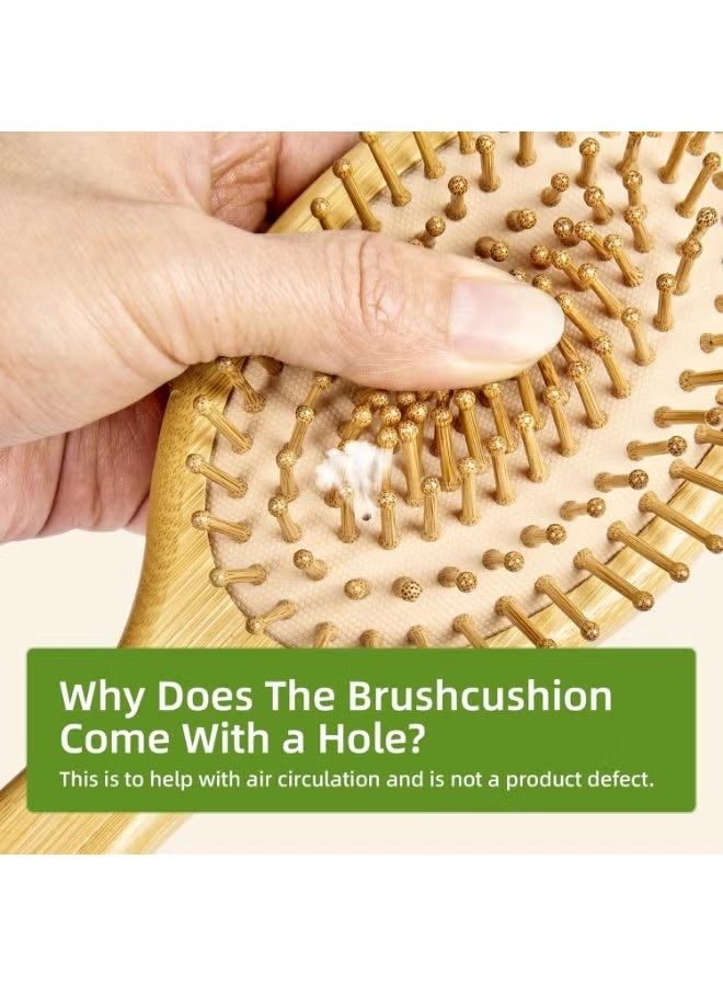 Bamboo Hair Brush – Natural Wooden Paddle Hairbrush with Bamboo Bristles for Hair Growth & Scalp Massage, Detangling Brush for Women, Men & Kids, Suitable for All Hair Types, Ergonomic Handle - Image 2