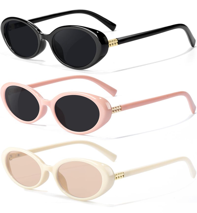 GFUIARA Retro Oval Sunglasses for Women Men UV400 Protection 90s Sunnies Vintage Small Frame Lightweight Sun Glasses - Image 1