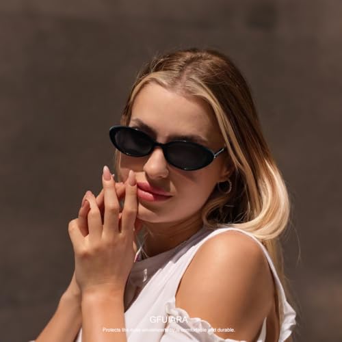 GFUIARA Retro Oval Sunglasses for Women Men UV400 Protection 90s Sunnies Vintage Small Frame Lightweight Sun Glasses - Image 3