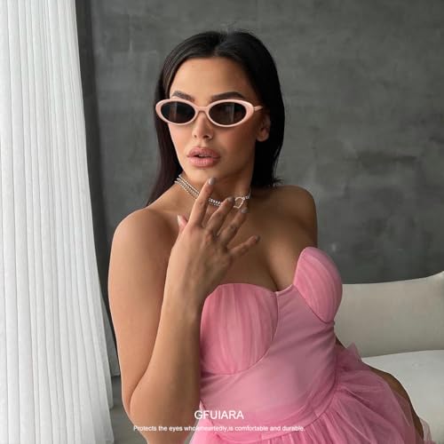 GFUIARA Retro Oval Sunglasses for Women Men UV400 Protection 90s Sunnies Vintage Small Frame Lightweight Sun Glasses - Image 4