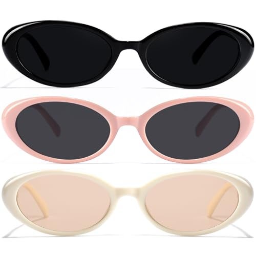 GFUIARA Retro Oval Sunglasses for Women Men UV400 Protection 90s Sunnies Vintage Small Frame Lightweight Sun Glasses - Image 5