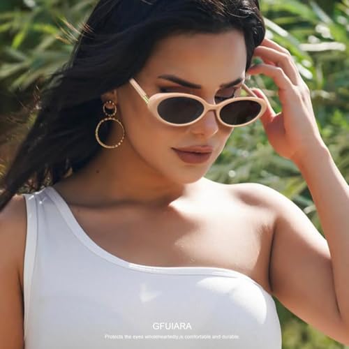 GFUIARA Retro Oval Sunglasses for Women Men UV400 Protection 90s Sunnies Vintage Small Frame Lightweight Sun Glasses - Image 2