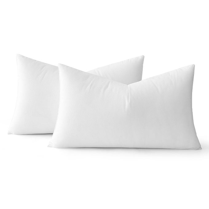 12X24 PILLOW INSERTS SET OF 2 RECTANGLE DECORATIVE THROW PILLOW PREMIUM FLUFFY LUMBAR PILLOW FORMS SHAM STUFFER FOR LIVING ROOM SOFA COUCH BED