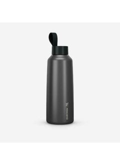 Quechua 1 L stainless steel water Flask 100 with screw cap for hiking - Grey  - Image 1