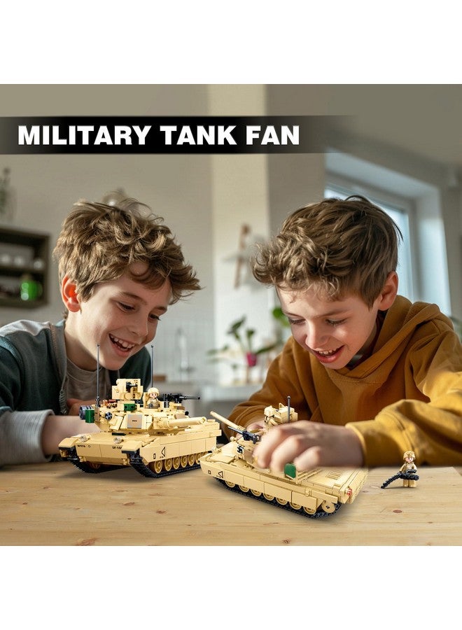 Sluban Ww2 Army Tank M1A2 Main Battle Tank Military Model Toy Kits, Inspired M1A2 Abrams Tank Brick Building Set, Including 2 Soldier Minifigures, Gifts For 6-12 Year Old Kids, Compatible With Lego, 781 Pcs - Image 5