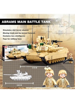 Sluban Ww2 Army Tank M1A2 Main Battle Tank Military Model Toy Kits, Inspired M1A2 Abrams Tank Brick Building Set, Including 2 Soldier Minifigures, Gifts For 6-12 Year Old Kids, Compatible With Lego, 781 Pcs  - Image 3