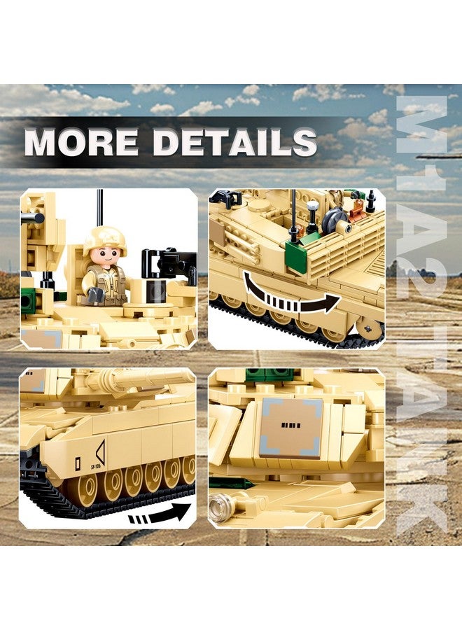 Sluban Ww2 Army Tank M1A2 Main Battle Tank Military Model Toy Kits, Inspired M1A2 Abrams Tank Brick Building Set, Including 2 Soldier Minifigures, Gifts For 6-12 Year Old Kids, Compatible With Lego, 781 Pcs - Image 4
