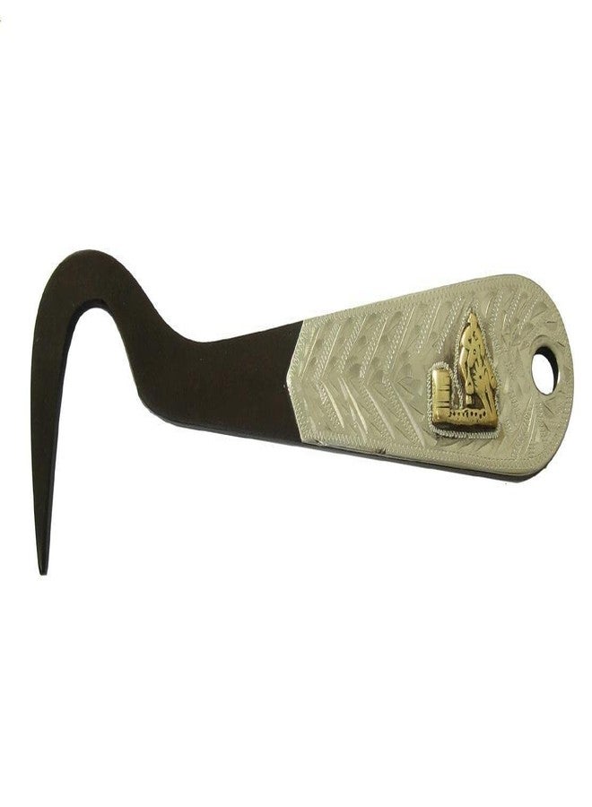 AJ Tack Antique Brown Steel Hoof Pick, Silver Engraving Barrel Racing - Image 1