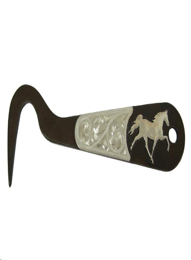 AJ Tack Antique Brown Steel Hoof Pick, Silver Engraving Barrel Racing - Image 3
