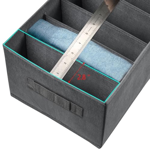 Ohlove 4Pcs Large Wardrobe Clothes Organizer, 6/9 Grids Foldable Jeans Closet Drawer Organizer Storage Box with Handles for Pants, T-shirts, Sweater, Scarves, Bras (17.3"x11.8"x7.9") - Image 3