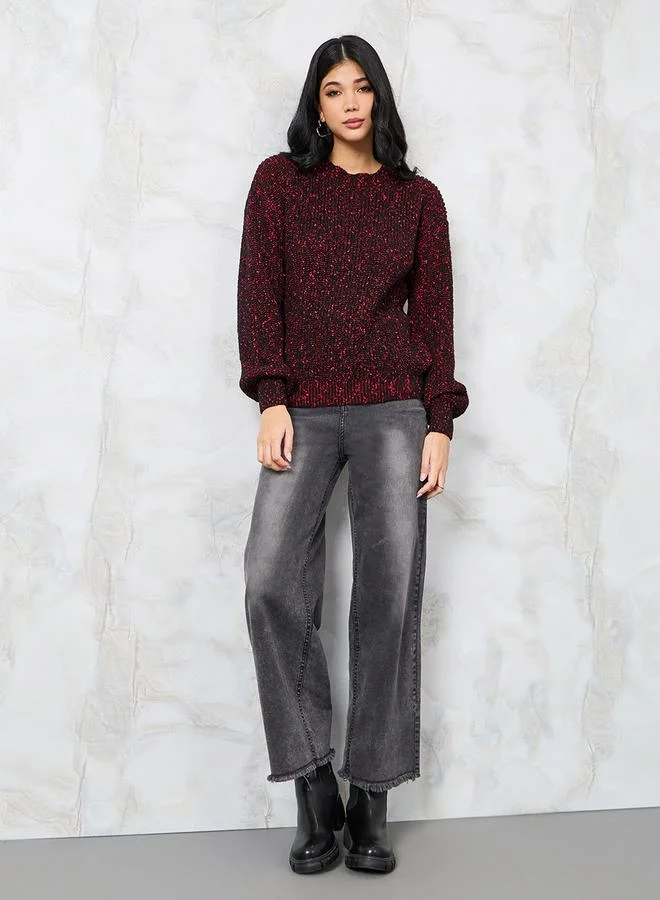 ستايلي Regular Fit Mixed Yarn Round Neck Sweater