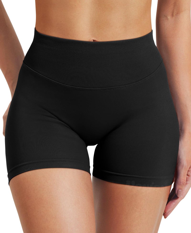 VOYJOY Women Workout Impact Shorts 2.5"/ 3.6"/ 4.5"/ 6" Scrunch Butt Lifting Gym Seamless Booty Biker Shorts Black - Image 3