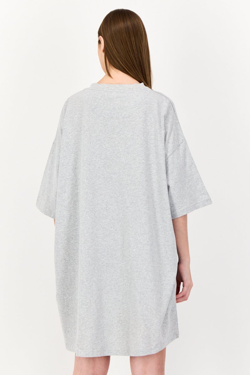 Lyle & Scott Women Brand Logo Mini T-shirt Dress, Grey Heather - Image 3