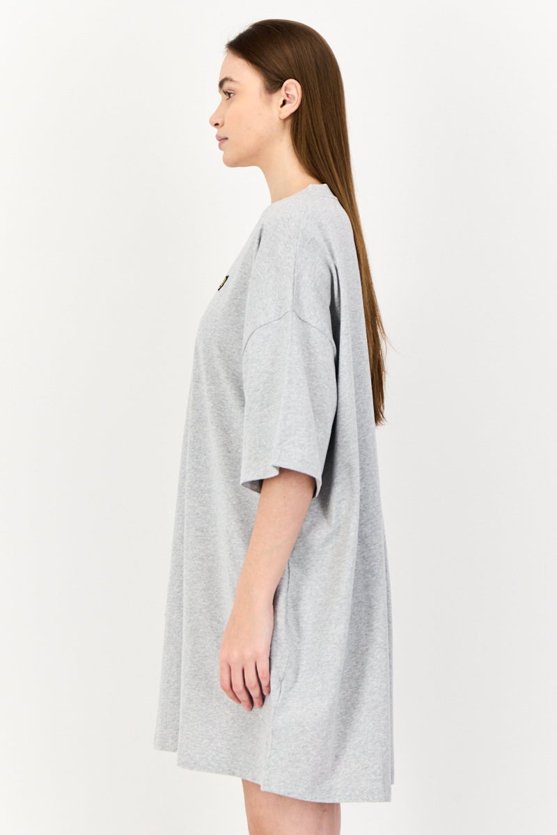 Lyle & Scott Women Brand Logo Mini T-shirt Dress, Grey Heather - Image 2