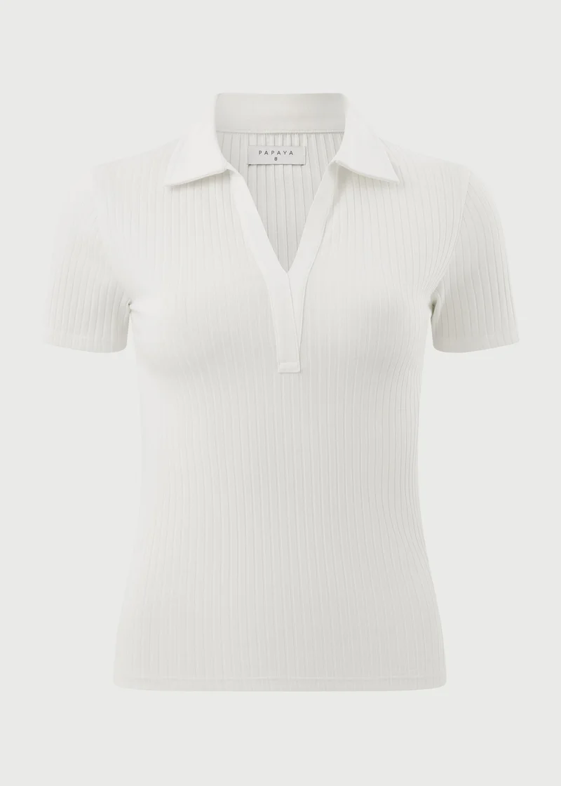 Matalan Cream Ribbed Henley Top