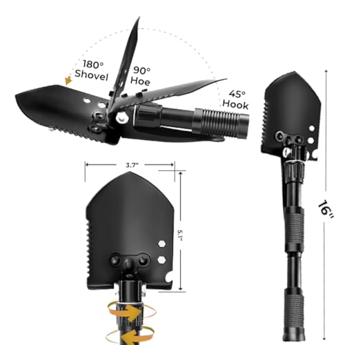 MEZON Folding Survival Shovel for Camping & Hiking | Multi-Purpose Lightweight Entrenching Tool with Carry Case | Portable Spade for Outdoor, Off-Road, Digging, Gardening & Emergency Use - Image 2