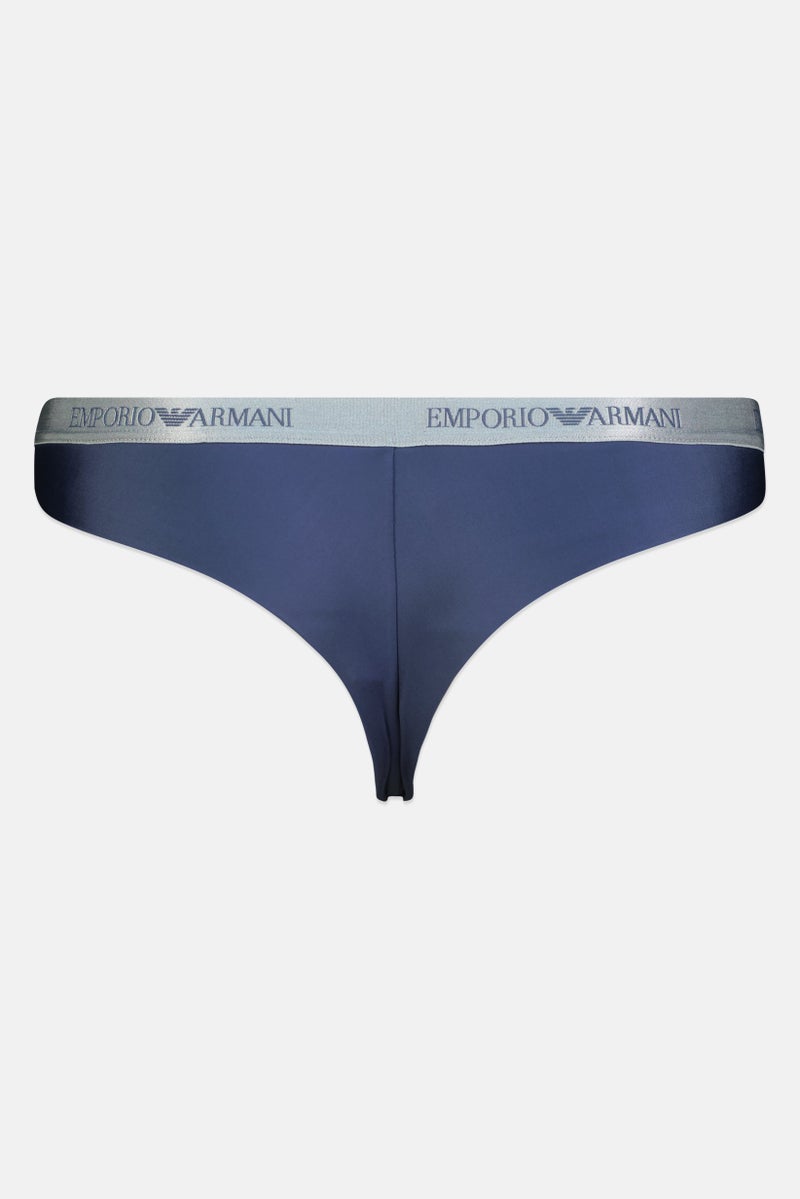 EMPORIO ARMANI Women Brand Logo Pull On Brazilian Brief, Royal Purple - Image 3