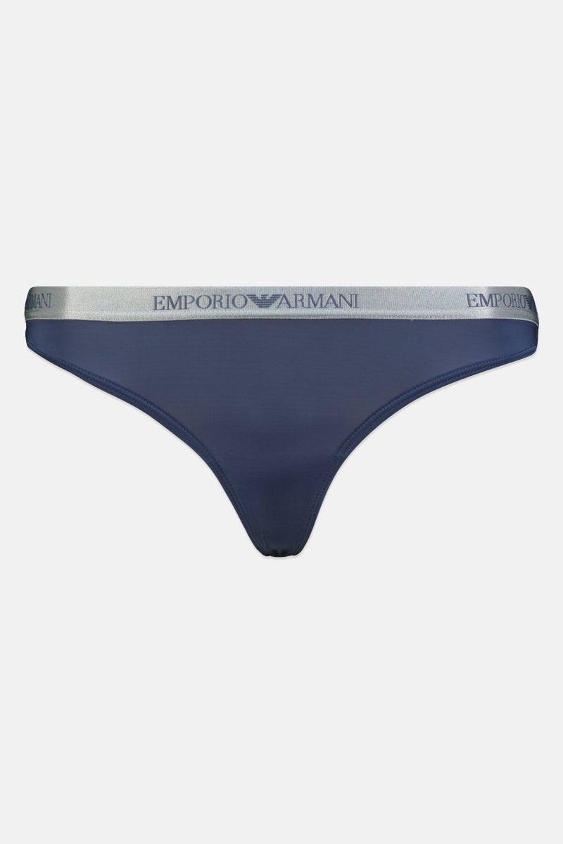 EMPORIO ARMANI Women Brand Logo Pull On Brazilian Brief, Royal Purple - Image 2