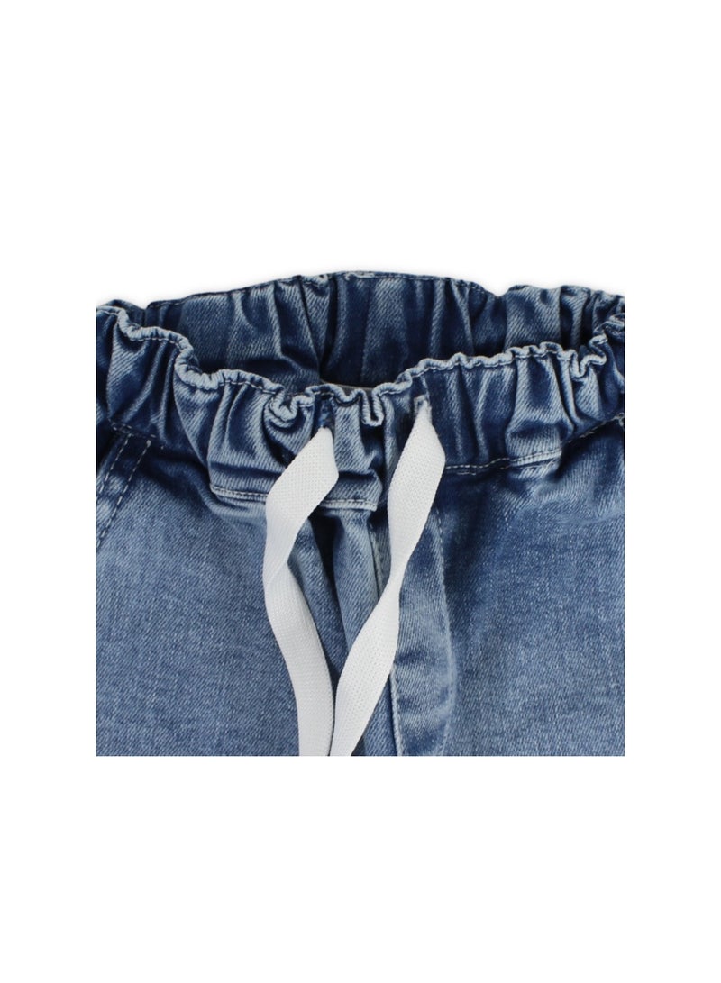 Unisex Baby Cotton Denim Pants – Light Blue - Image 3