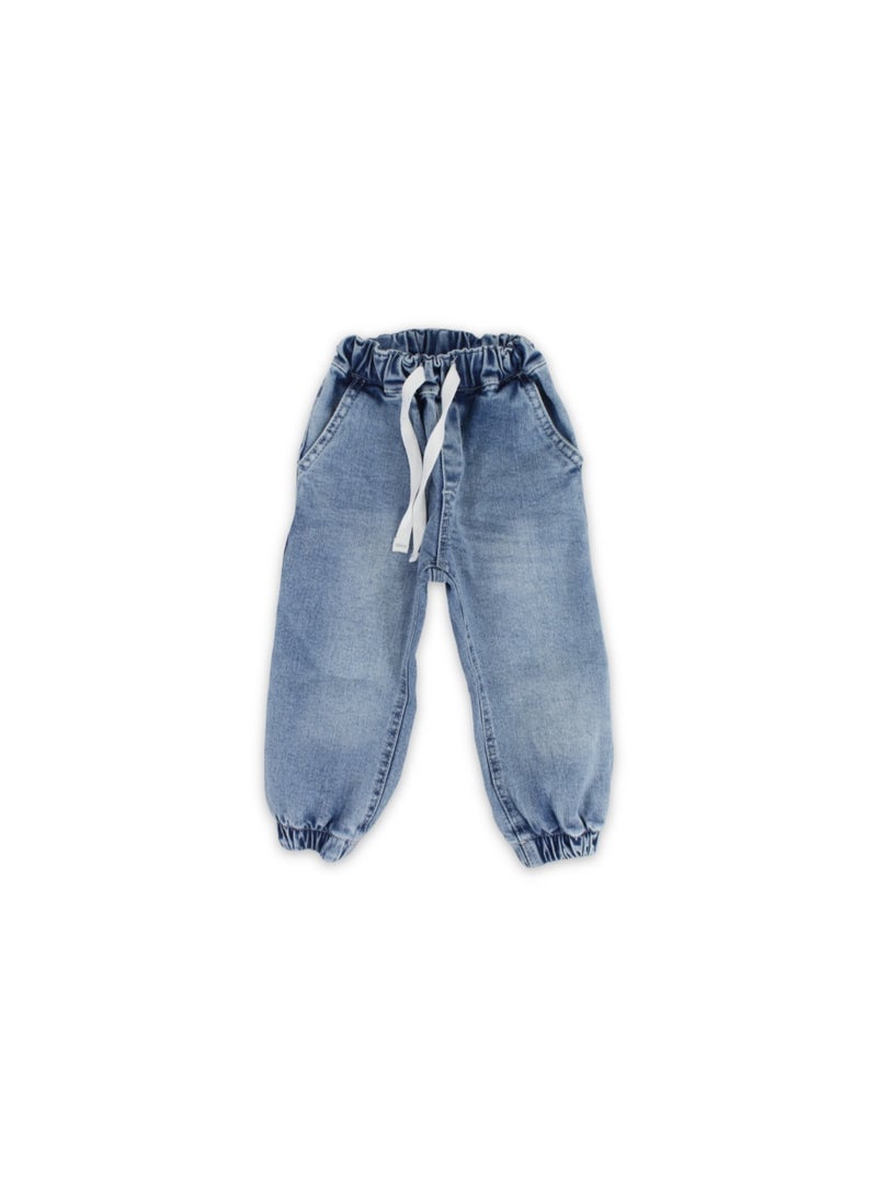 Unisex Baby Cotton Denim Pants – Light Blue - Image 1