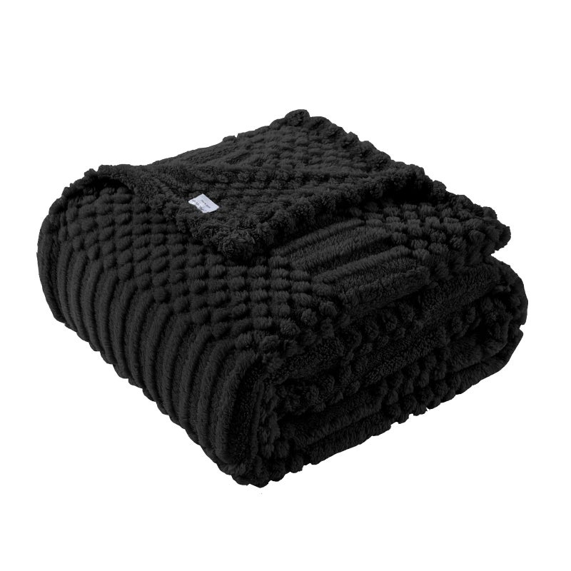 Lussena 50x70 Inch Black Throw Blanket - Soft & Fluffy Fleece, Cute & Aesthetic, Perfect for Sofa, Couch, Chair, Bed, Living Room & Bedroom, All-Season Use, Plush & Cozy Decorative Blanket - Image 1