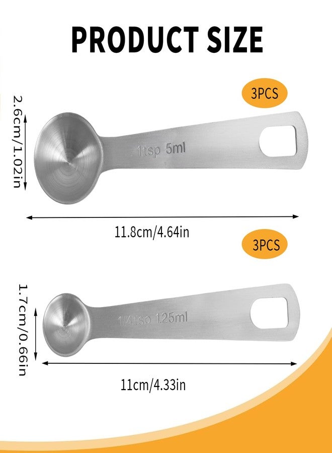panthra 6 Pcs of Teaspoon Measuring Spoons, Stainless Steel Table Spoons 1 Tsp Scoop 1/4 Tablespoon, Comfortable Grip Handle, Precise Scale, Suitable for Kitchen Baking and Cooking, Etc. - Image 2