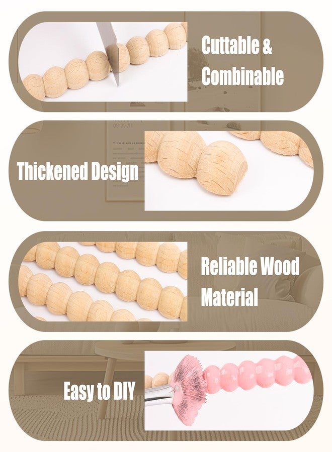 Hamminy Beaded Wood Trim Molding Decorative Half Wooden Bobbin Trim 15.7 Inch Unfinished 3D Decorative Molding Paintable for Home Wall Cabinet Door Window Bookshelf DIY Decoration (11mm, 6 Pcs) - Image 3