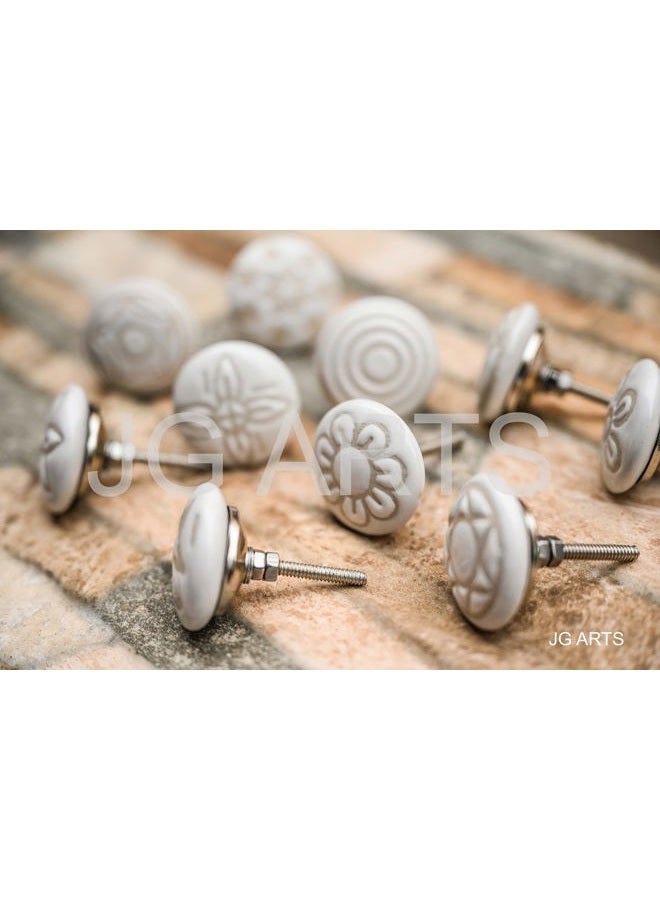 JGARTS 20 Pack Ceramic Cupboard Drawer Cupboard Knobs Vintage Style Cream White - Image 5