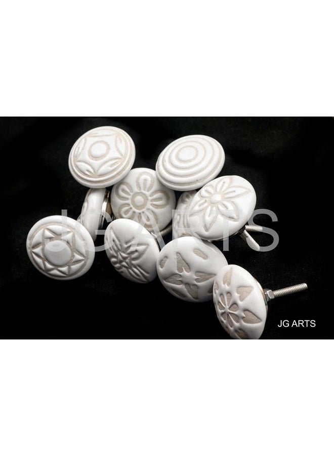 JGARTS 20 Pack Ceramic Cupboard Drawer Cupboard Knobs Vintage Style Cream White - Image 2