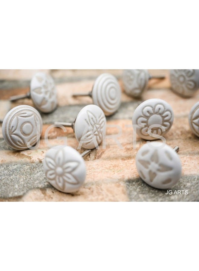 JGARTS 20 Pack Ceramic Cupboard Drawer Cupboard Knobs Vintage Style Cream White - Image 3