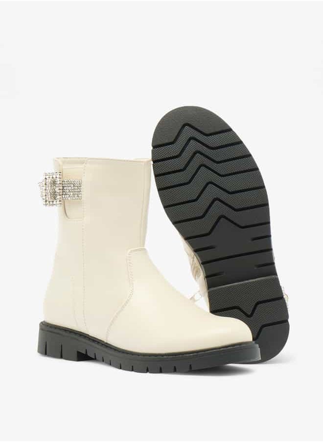 Flora Bella By Shoexpress Girls Embellished Accent High Cut Boots with Zip Closure  - Image 4