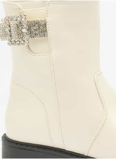 Flora Bella By Shoexpress Girls Embellished Accent High Cut Boots with Zip Closure  - Image 5