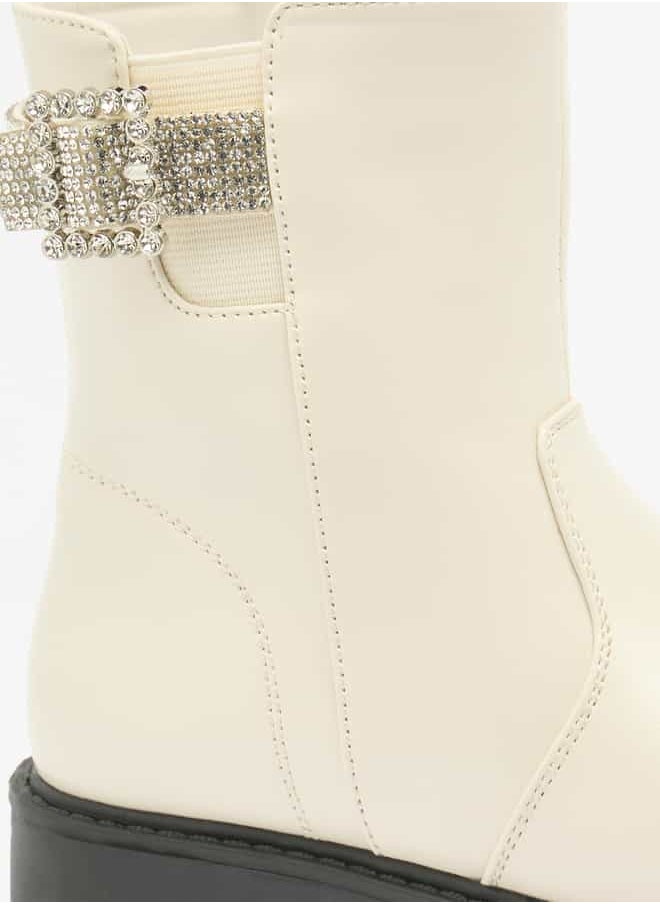 Flora Bella By Shoexpress Girls Embellished Accent High Cut Boots with Zip Closure  - Image 5