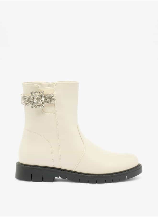 Flora Bella By Shoexpress Girls Embellished Accent High Cut Boots with Zip Closure  - Image 3
