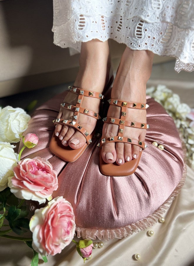 Sandal Stories صنادل ستوريز نسائية مسطحة مفتوحة من الأمام - Image 3