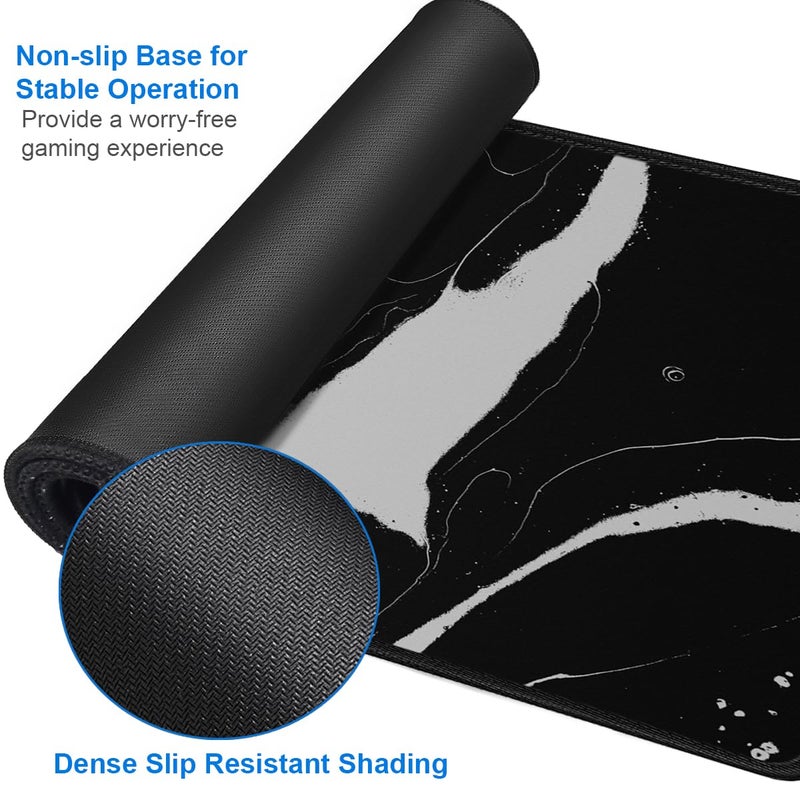 Naukay Large Mouse Pad  31.5X15.7 Inch Large Extended Computer Keyboard Mouse Mat  Water Resist Non-Slip Mousepad Rubber Base Long Xxl Desk Mouse Pad For Work & Gaming  Office & Home  Black White - Image 4