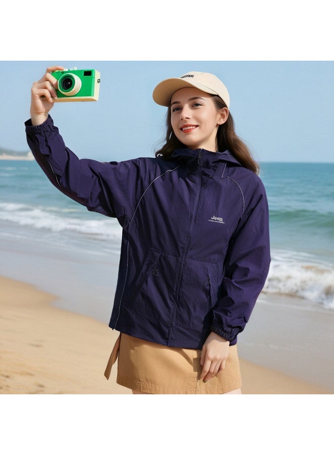 جيب 【UPF50+】 سترة حماية من الشمس خفيفة الوزن للنساء - سترة صيفية قابلة للتنفس مع قلنسوة واقية من الأشعة فوق البنفسجية لتغطية الجسم في الهواء الطلق - Image 2