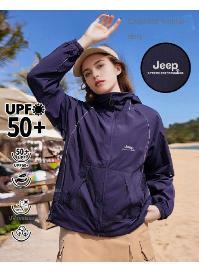 جيب 【UPF50+】 سترة حماية من الشمس خفيفة الوزن للنساء - سترة صيفية قابلة للتنفس مع قلنسوة واقية من الأشعة فوق البنفسجية لتغطية الجسم في الهواء الطلق - Image 5